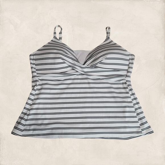 Freshwater White Black Striped Tankini Top Size 3X - Picture 1 of 8